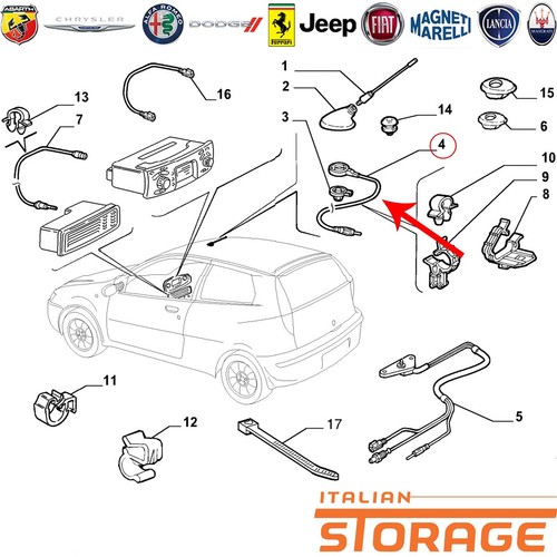 Fiat punto 188 cavo antenna - punto,